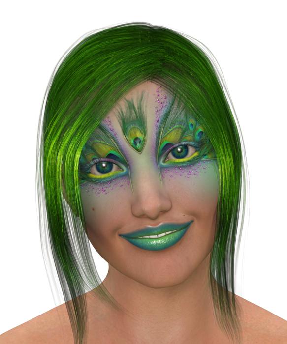 woman with green hair and makeup