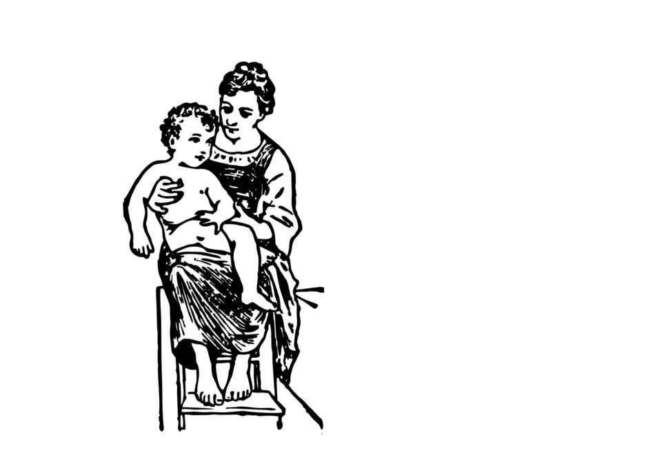 vintage illustration of mother and child