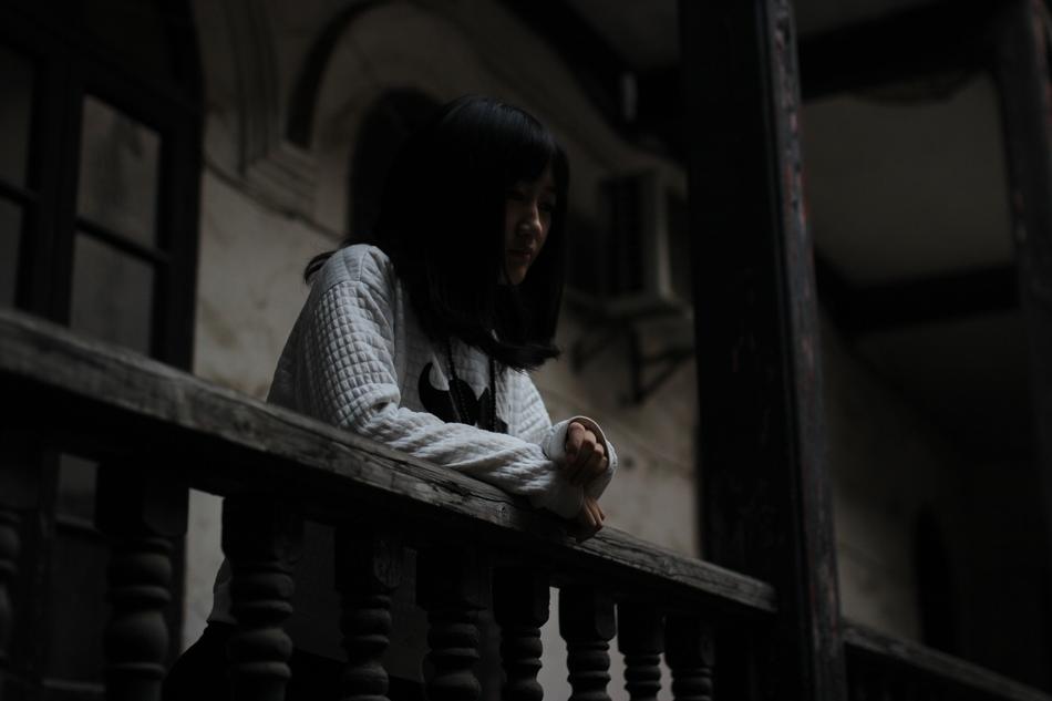 Human Figure and Retro Old wooden windows