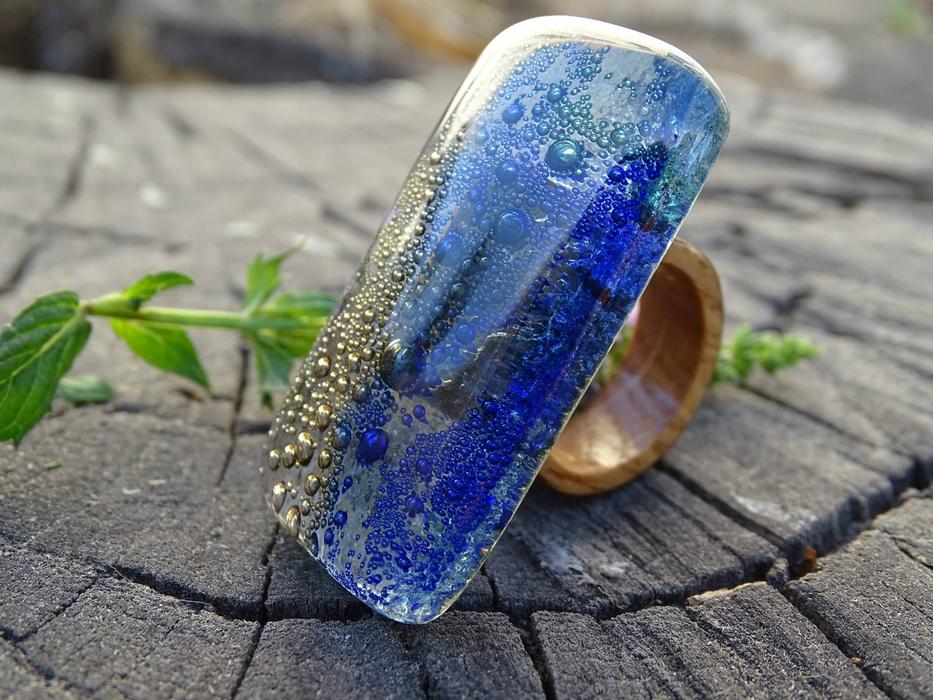 Glass And Wood Ring Jewelry