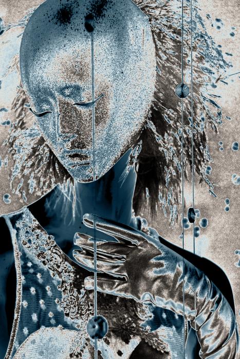 Woman Blue Abstract Display