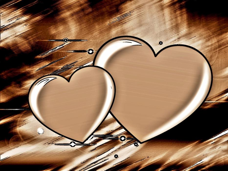 background love heart sepia brown