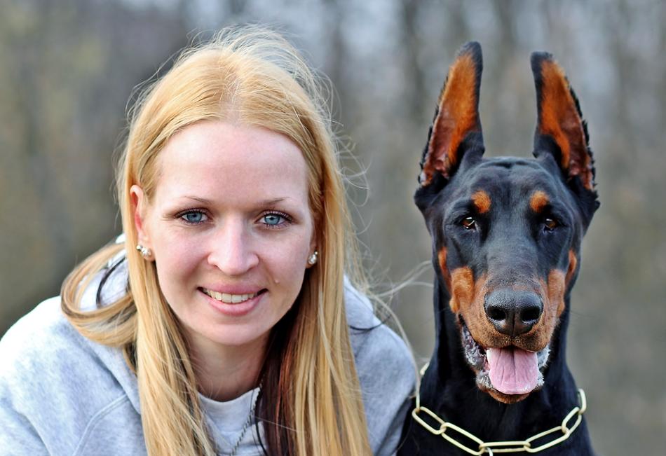 Blonde Woman And Dog