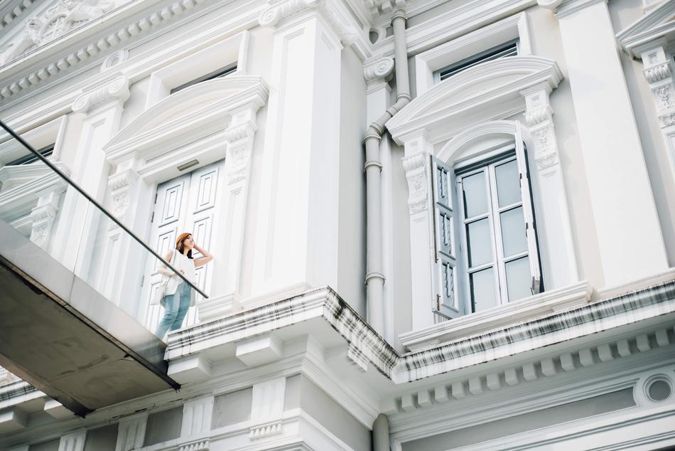 Woman Building White