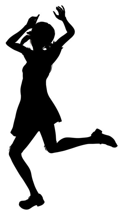 silhouette of running girl, vintage drawing