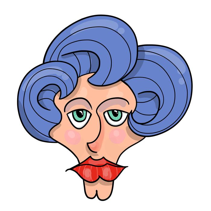 Beautiful Woman Aunt with blue hair