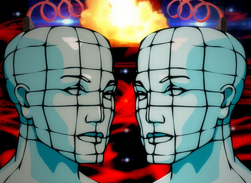 head woman computer plug abstract