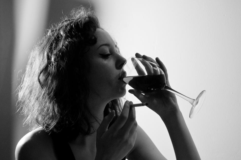 Woman Wine Black And