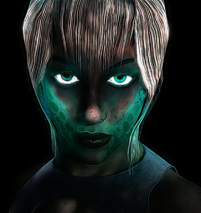 sci fi woman glow space