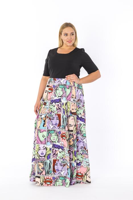 Big Size woman in long colorful skirt