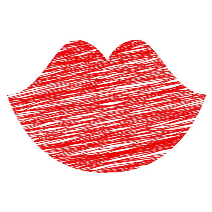 Icon of the red and white woman lips, at white background, clipart