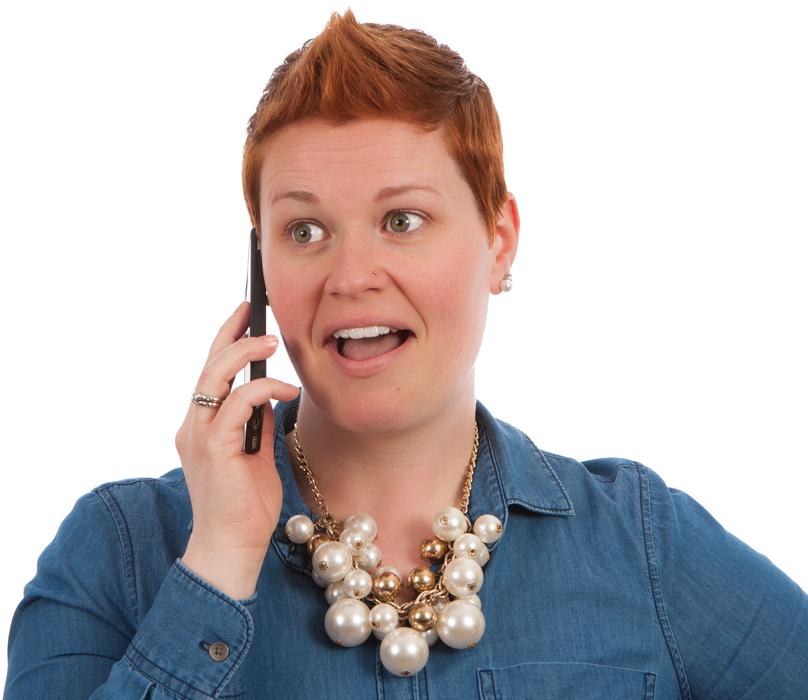stylish woman posing with mobile phone