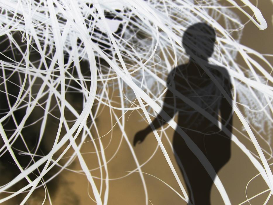 abstract clipart of female silhouette at white curves