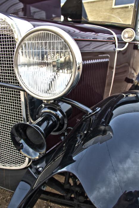front light and horn of vintage car
