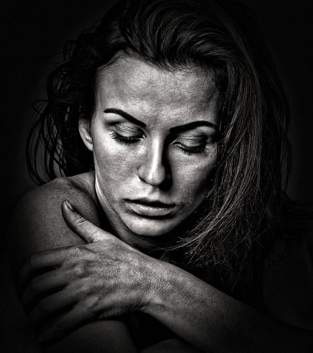 black and white photo of woman specially