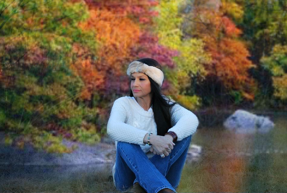 Woman Long Hair Fall Trees