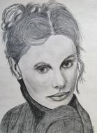 young woman portrait, pencil drawing