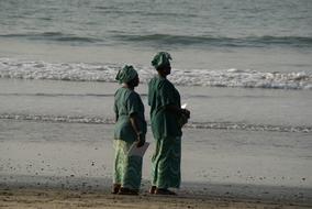 women on Beach in Gambia Africa