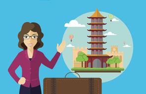 travel, china, girl as a drawing