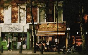 people relax in a cafe