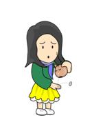 Clipart of the girl with no money in the money box, at white background