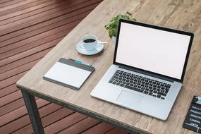 laptop on the table for work