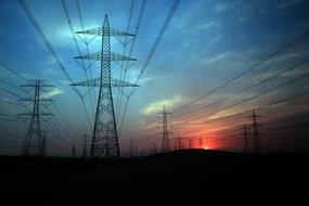 electricity pylon in the evening