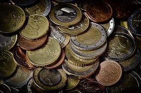 lot of euro coins close up