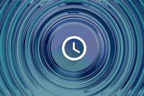 silhouette of the clock and blue waves