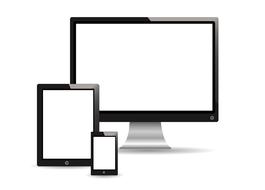 smartphone, tablet, monitor with blank screens drawing