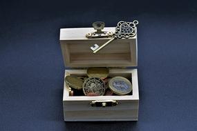 Box with the coins and key