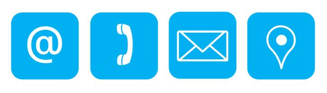 Blue and white communication icons