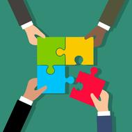 assemble puzzle four hands