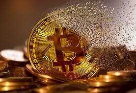 digital image of vanishing gold bitcoin