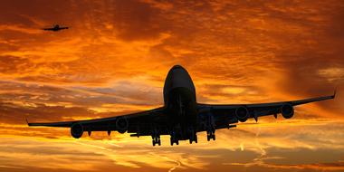 Planes in the beautiful colorful sky