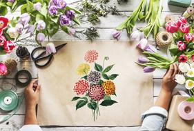 floral pattern on craft paper