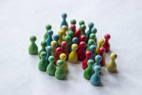 Colorful society figures at white background