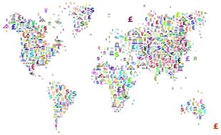 clipart of money cash currency world map