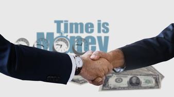 Time is Money, concept drawing with handshaking