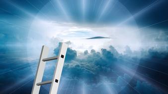 metal ladder on the background of the cloudy sky