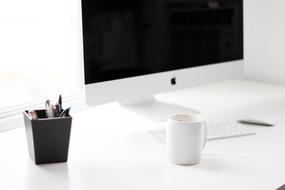 Keyboard apple and cup