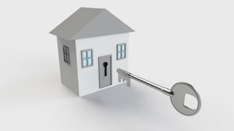 painted silver key and house