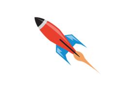 red symbol rocket drawing