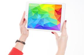 multicolored geometric pattern on the tablet screen