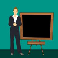 painted teacher at the blackboard