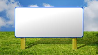 drawn white banner on a green background