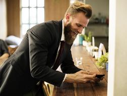 businessmen with a beard in a restaurant