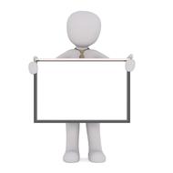 silhouette of a man with a white banner