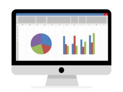 statistic, diagrams on monitor, clipart