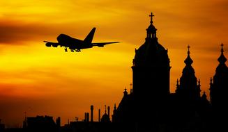 landscape of Plane Flight over city